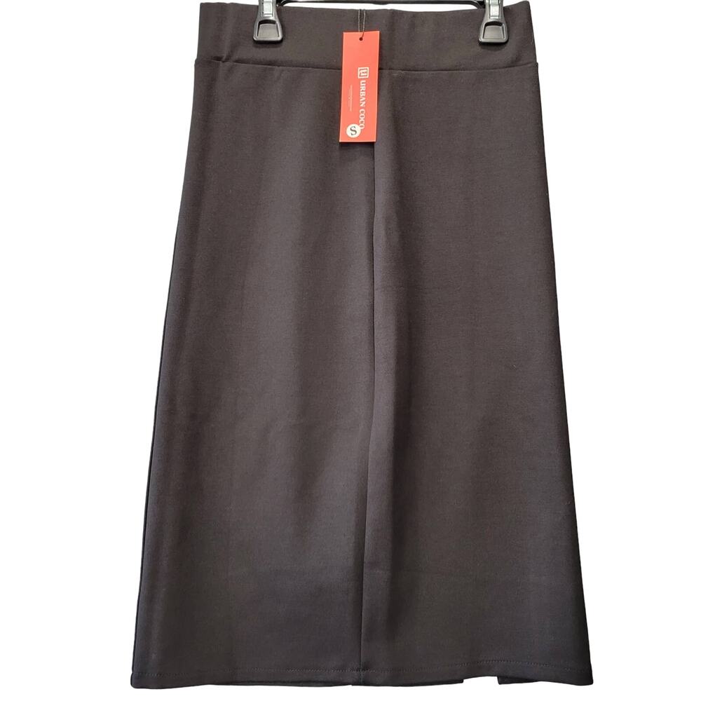 Urban Coco Black Skirt NEW Stretch Midi Straight Pencil Tube Slit Women's Size S